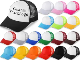 18 Pack Sublimation Blank Polyester Mesh Cap Trucker Summer Mesh Baseball Cap Unisex Two Tone and Solid Trucker Hats Blank Snap Back Hat for Men Women