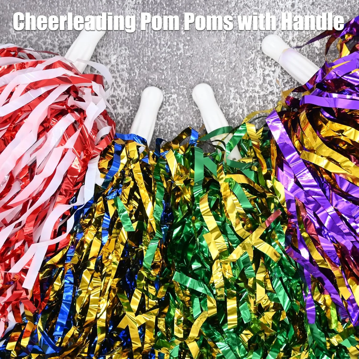 2 Pcs Cheerleading Pom Poms with Handle for Girl Team Spirit Sports Games Dance Outfit (Red-White)
