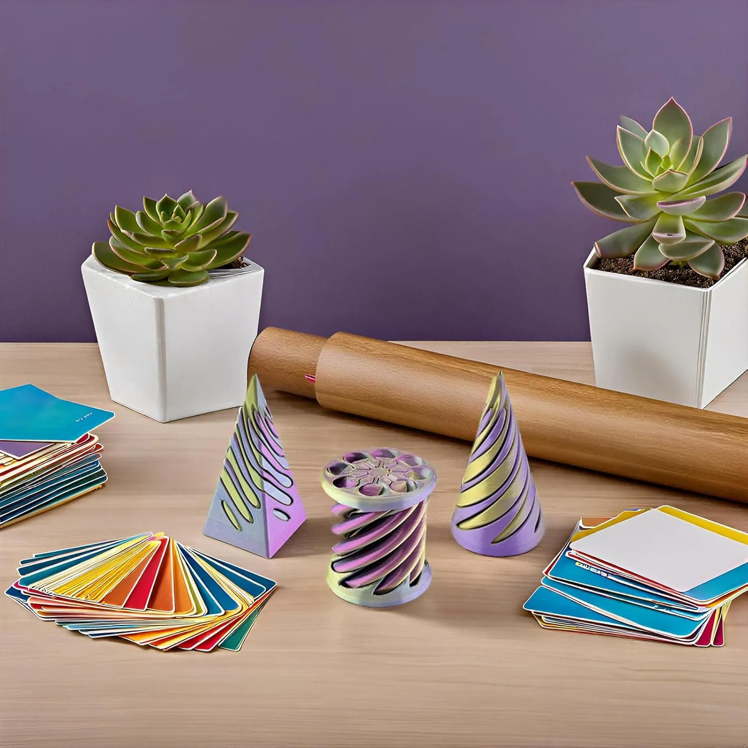 3 Packs Impossible Cone, Spiral Cone Fidget Toy 3D Printed Spiral Cone Toy, Pyramid Passthrough Sculpture, Mini Cones Pass Through Pyramid Fidget Toy for Stress and Anxiety Relaxing