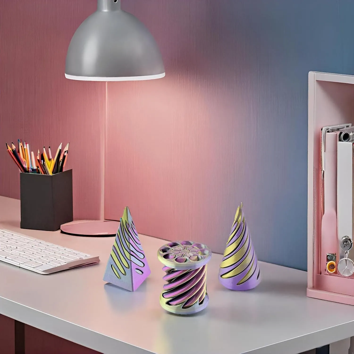 3 Packs Impossible Cone, Spiral Cone Fidget Toy 3D Printed Spiral Cone Toy, Pyramid Passthrough Sculpture, Mini Cones Pass Through Pyramid Fidget Toy for Stress and Anxiety Relaxing