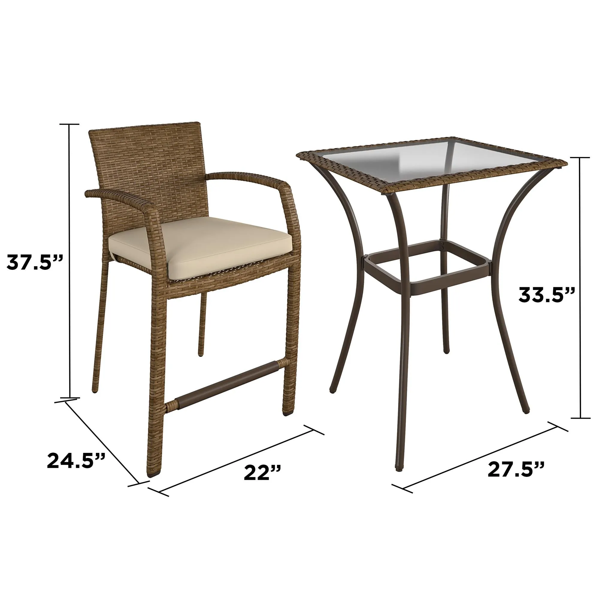 3 Piece High Top Bistro Set