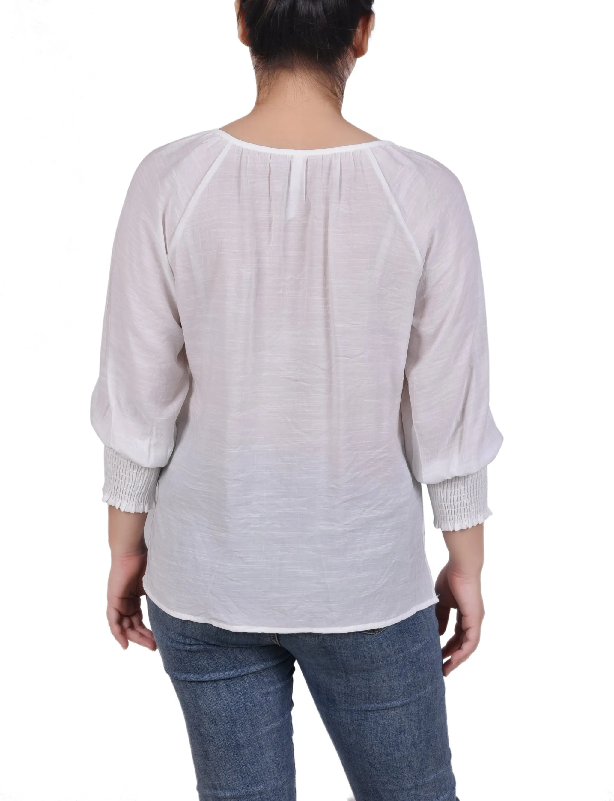 3/4 Sleeve Button Front Blouse