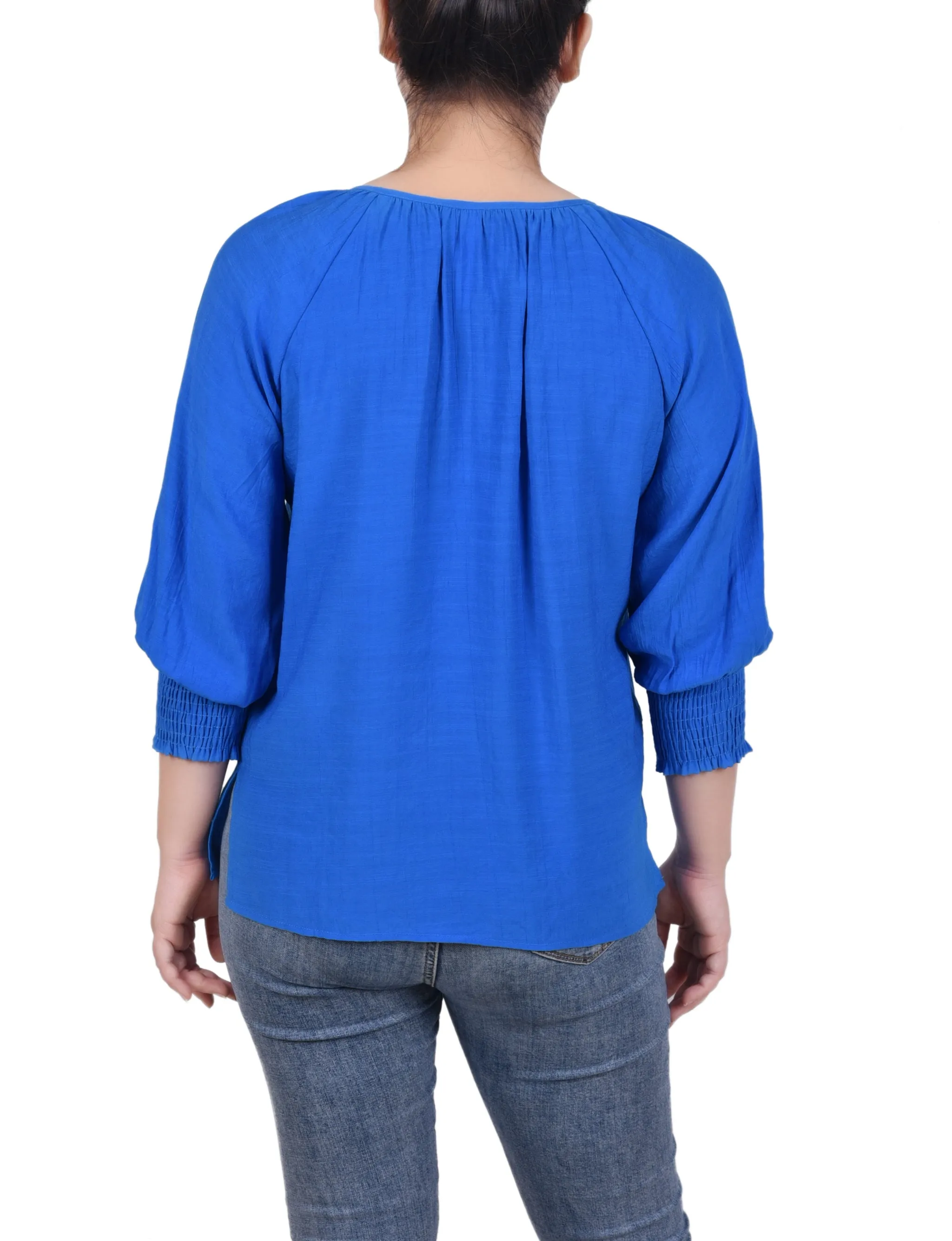 3/4 Sleeve Button Front Blouse