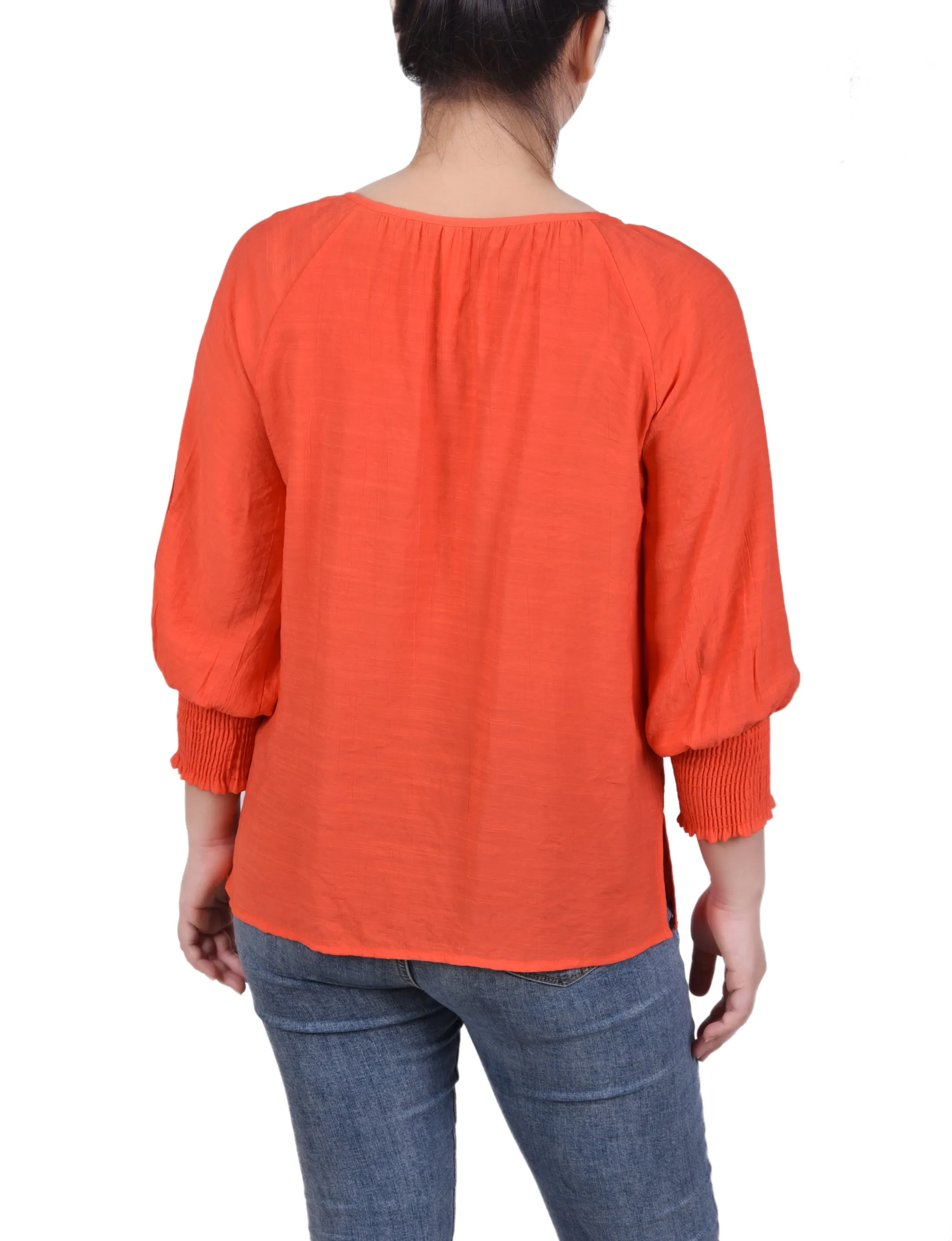 3/4 Sleeve Button Front Blouse