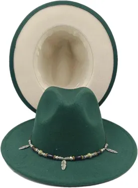 All-Match Fedora Hat Dual Color Classic Jazz Hat Men and Women Wide Brimmed Hat