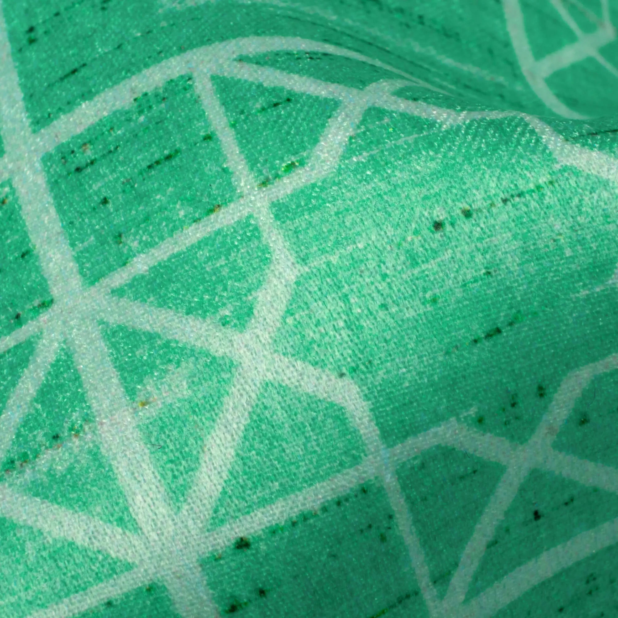 Aquamarine Geometric Pattern Digital Print Lush Satin Fabric
