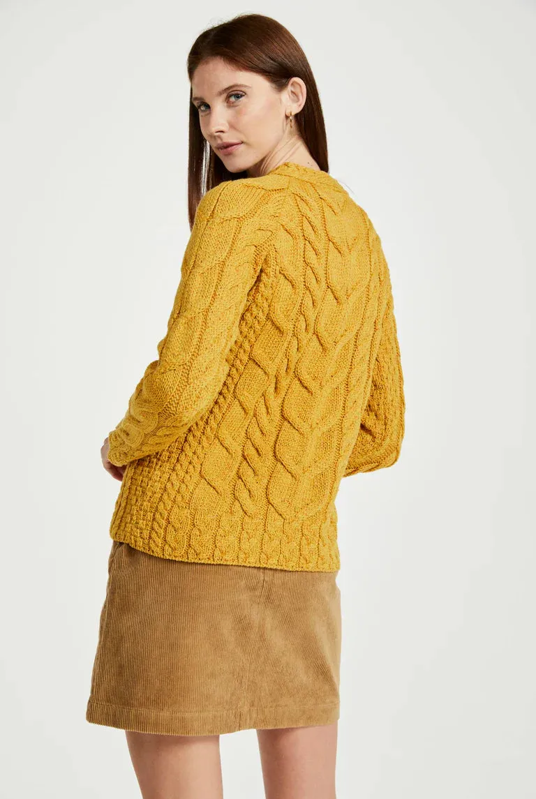 Aran - Listowel Aran Cabled Sweater - Yellow
