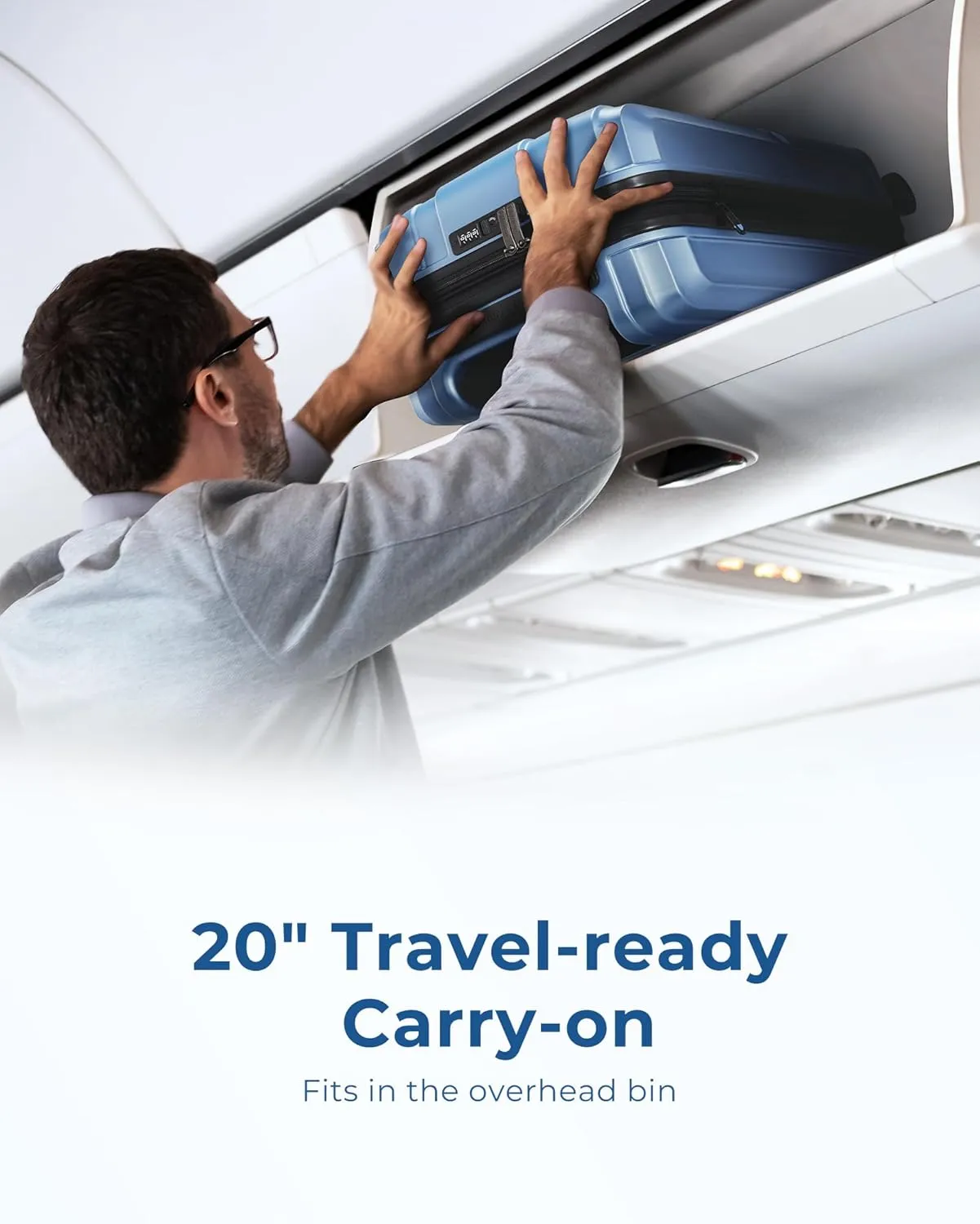 BAGSMART Carry On Luggage 22x14x9 Airline Approved, 1OO% PC Hardside Expandable Luggage with TSA Lock, 20 Inch Travel Suitcase with Spinner Wheels, Gray