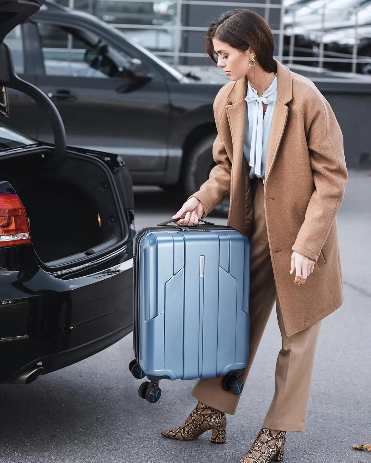 BAGSMART Carry On Luggage 22x14x9 Airline Approved, 1OO% PC Hardside Expandable Luggage with TSA Lock, 20 Inch Travel Suitcase with Spinner Wheels, Gray