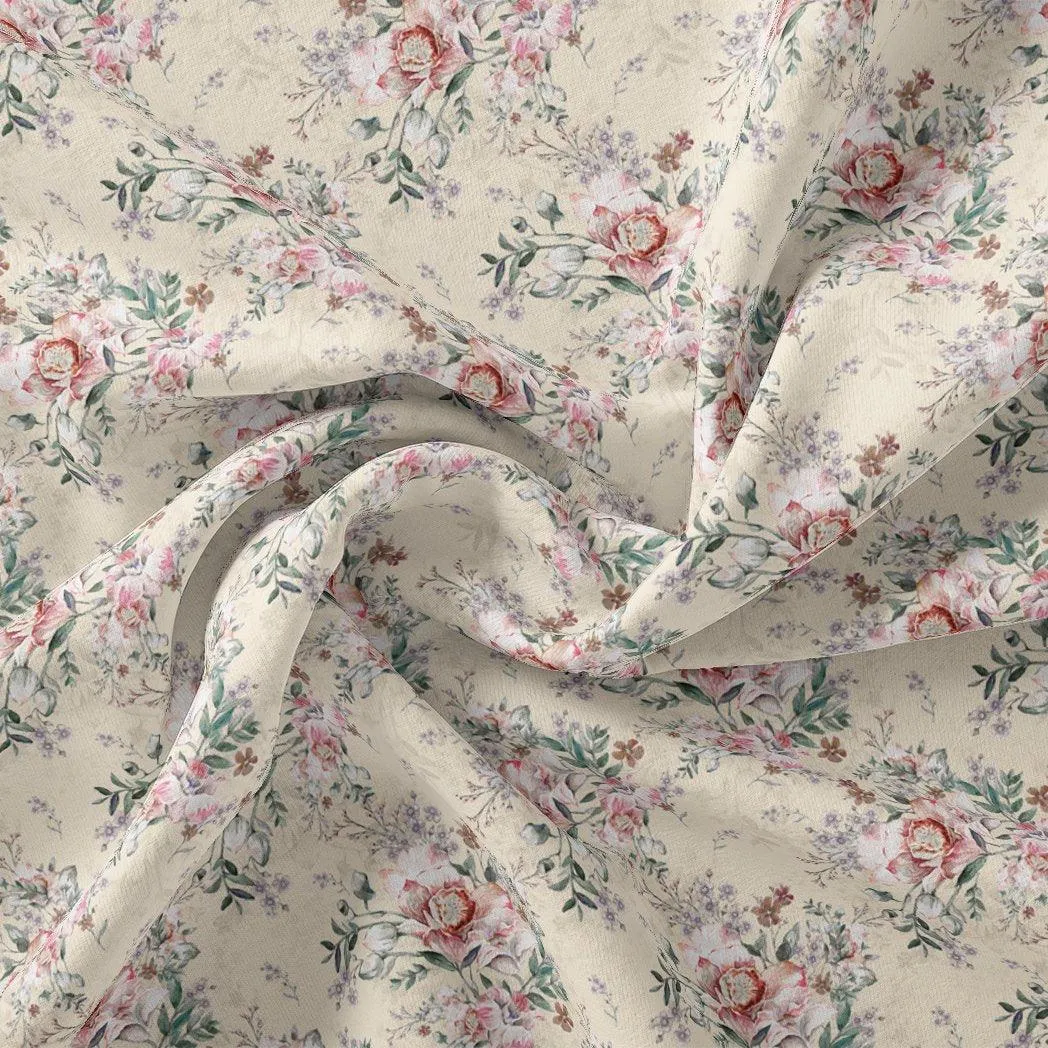 Big Floral Chintz Allover Digital Printed Fabric  - Weightless