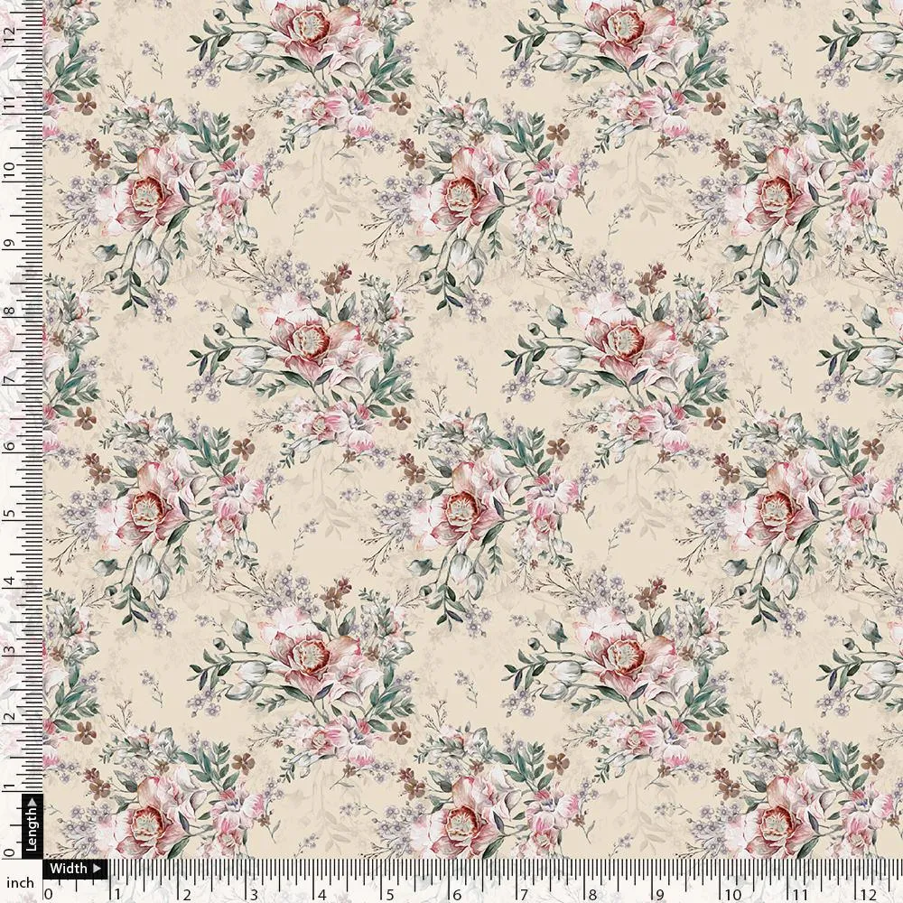 Big Floral Chintz Allover Digital Printed Fabric  - Weightless