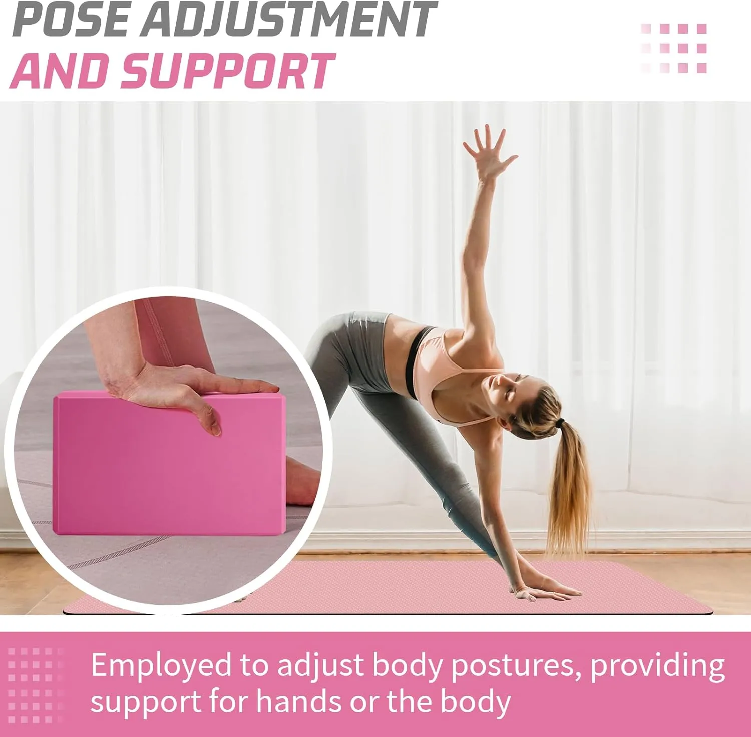 Biguphate Yoga Blocks 2 Pack, EVA Foam Yoga Block Supportive Latex-Free, Non-Slip Exercise Blocks, Yoga Accessories for Pilates, Meditation, Balance, Stretching and Deep Poses