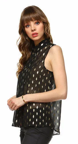 Black and Gold Print Blouse