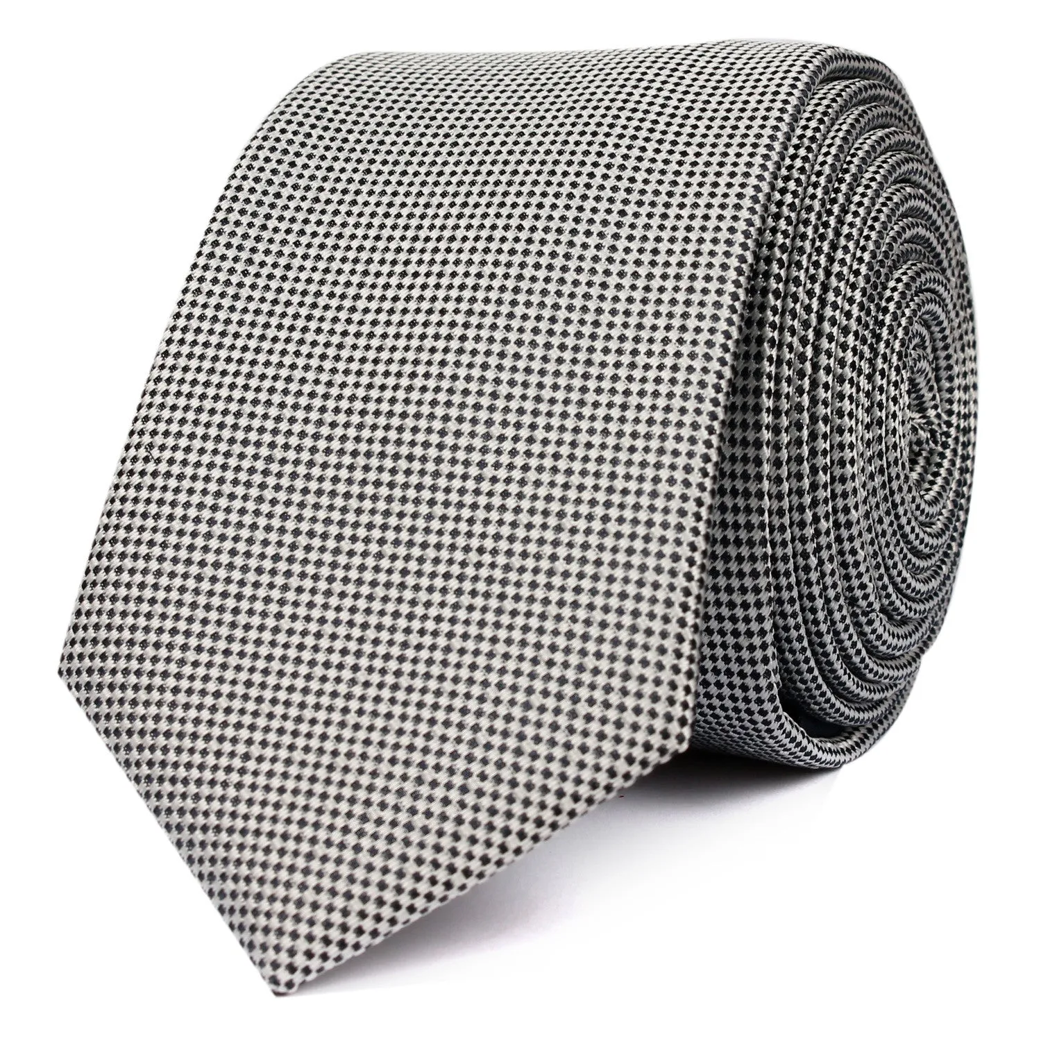 Black and White Small Dots Skinny Tie