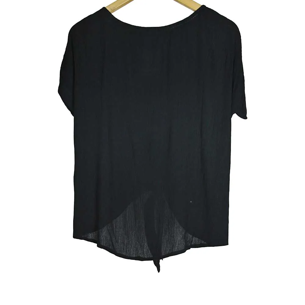 Black Crepe Tie Top