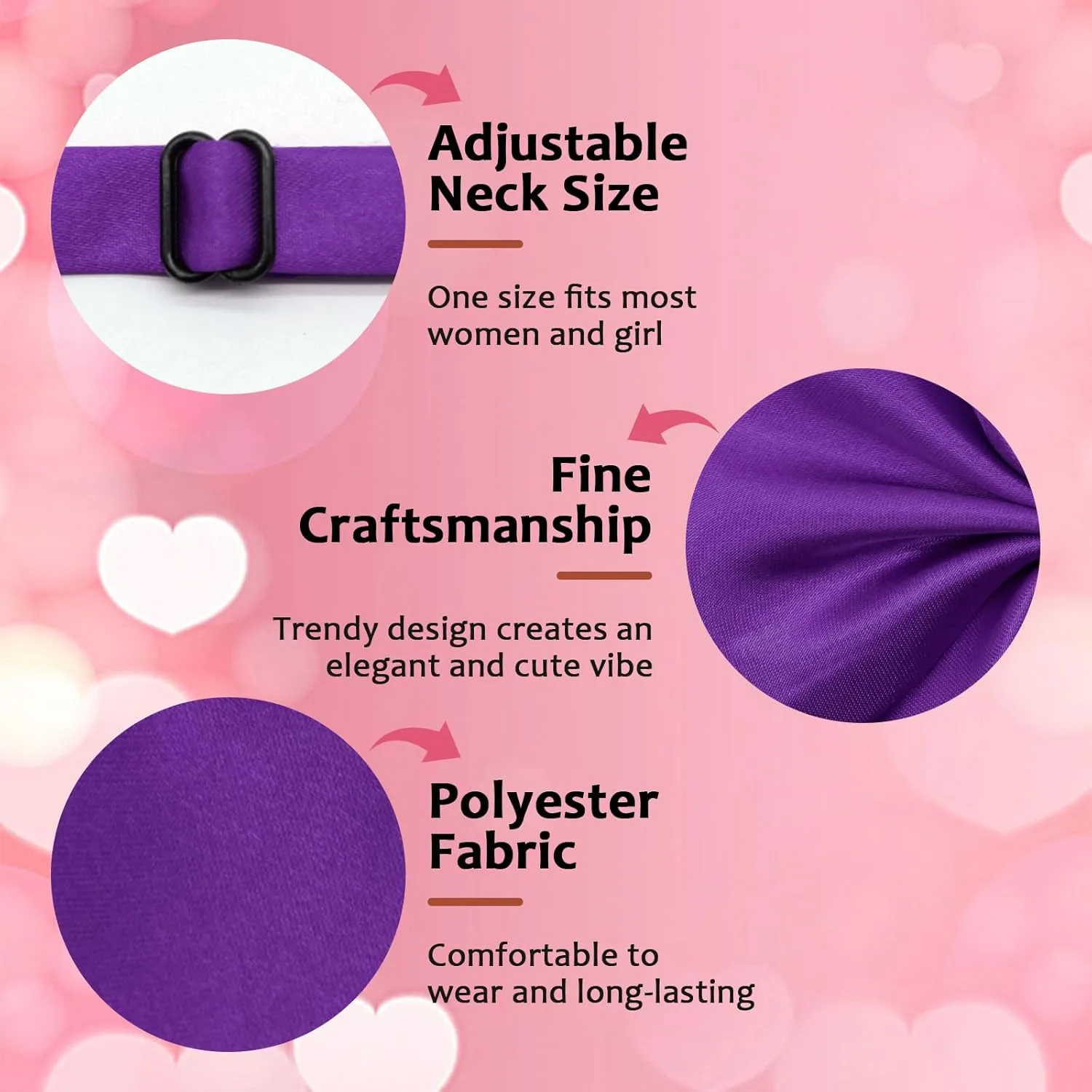 Bow Tie for Women Pre-tied Floppy Womens Tie Solid Color Women's Bowknot Bow Tie for Uniform Cosplay Party
