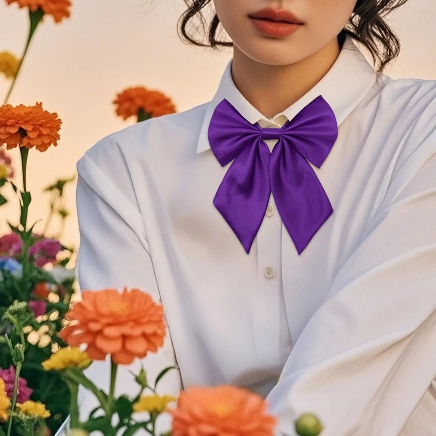 Bow Tie for Women Pre-tied Floppy Womens Tie Solid Color Women's Bowknot Bow Tie for Uniform Cosplay Party