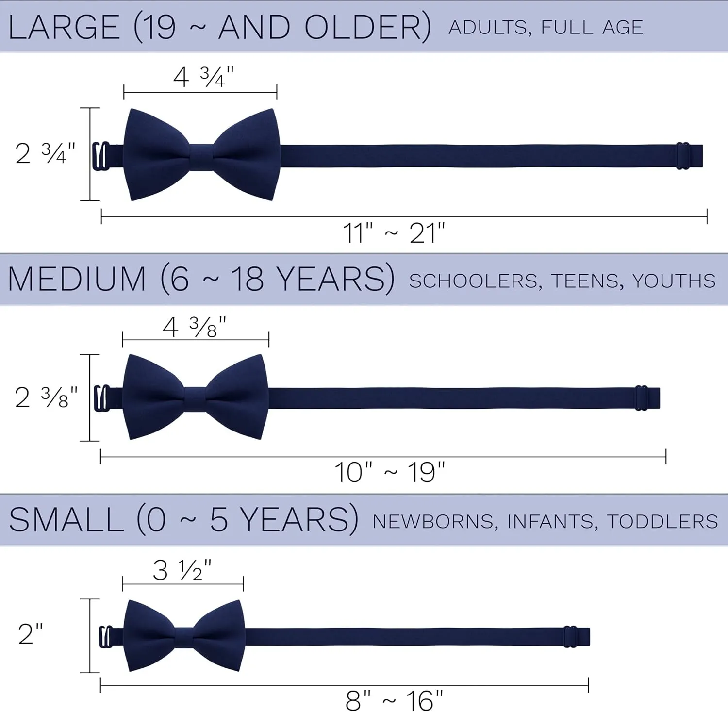 Bow Tie House TM, Mens Bow Ties for any Age Pre-tied Men Bowtie clip on Design for Adults