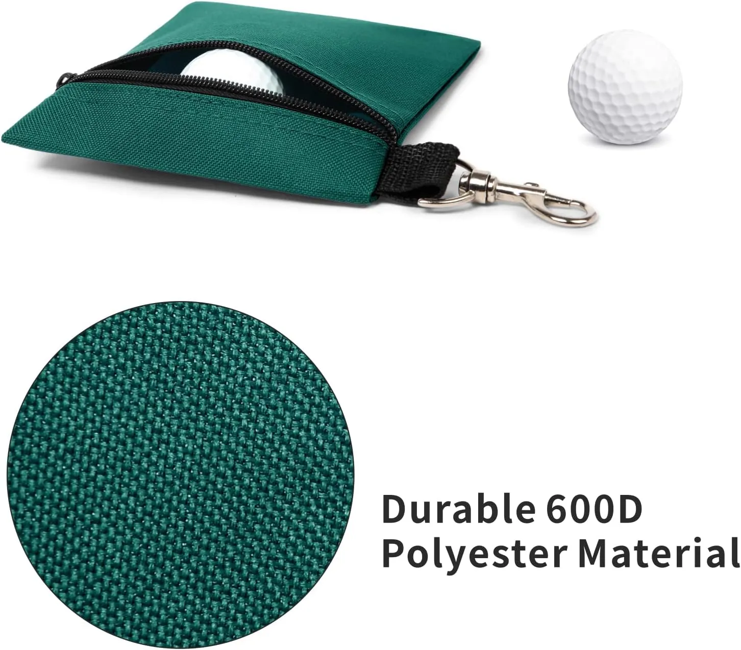 BuyAgain Golf Tee Pouch, 5.62 X 6.87 Inch Professional Zipper Golf Tee/Ball Pouch Bag with Metal Lobster Claw Clip