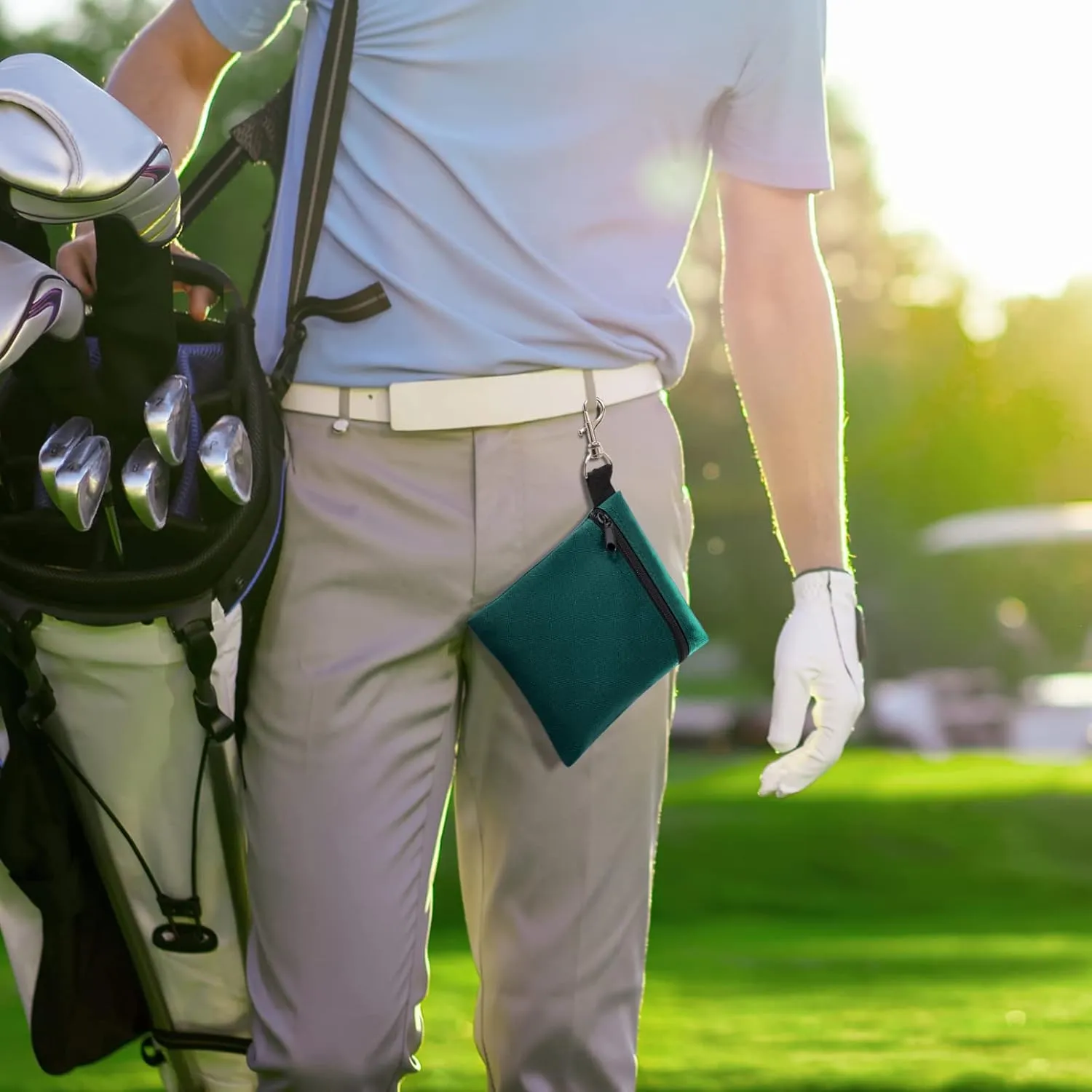 BuyAgain Golf Tee Pouch, 5.62 X 6.87 Inch Professional Zipper Golf Tee/Ball Pouch Bag with Metal Lobster Claw Clip