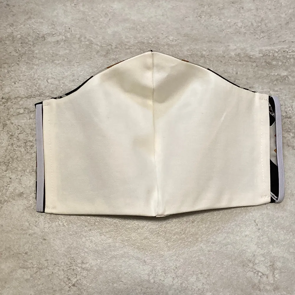Chanel Black and Grey Silk Scarf Face Mask