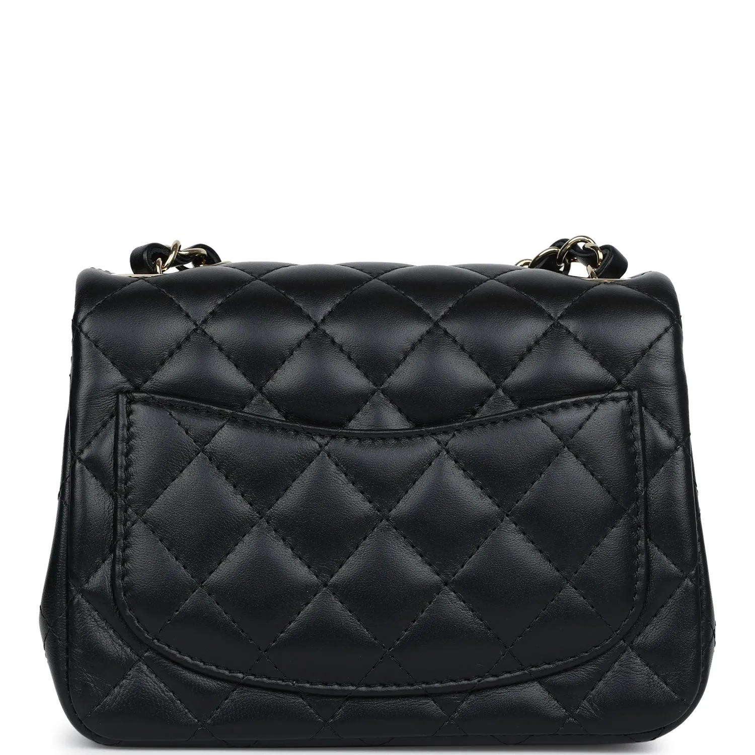 Chanel Mini Classic Square Flap Bag Black Lambskin Light Gold Hardware