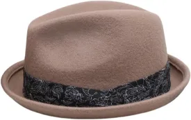 Classic Wool Fedora Hat with Patterned Band, Black