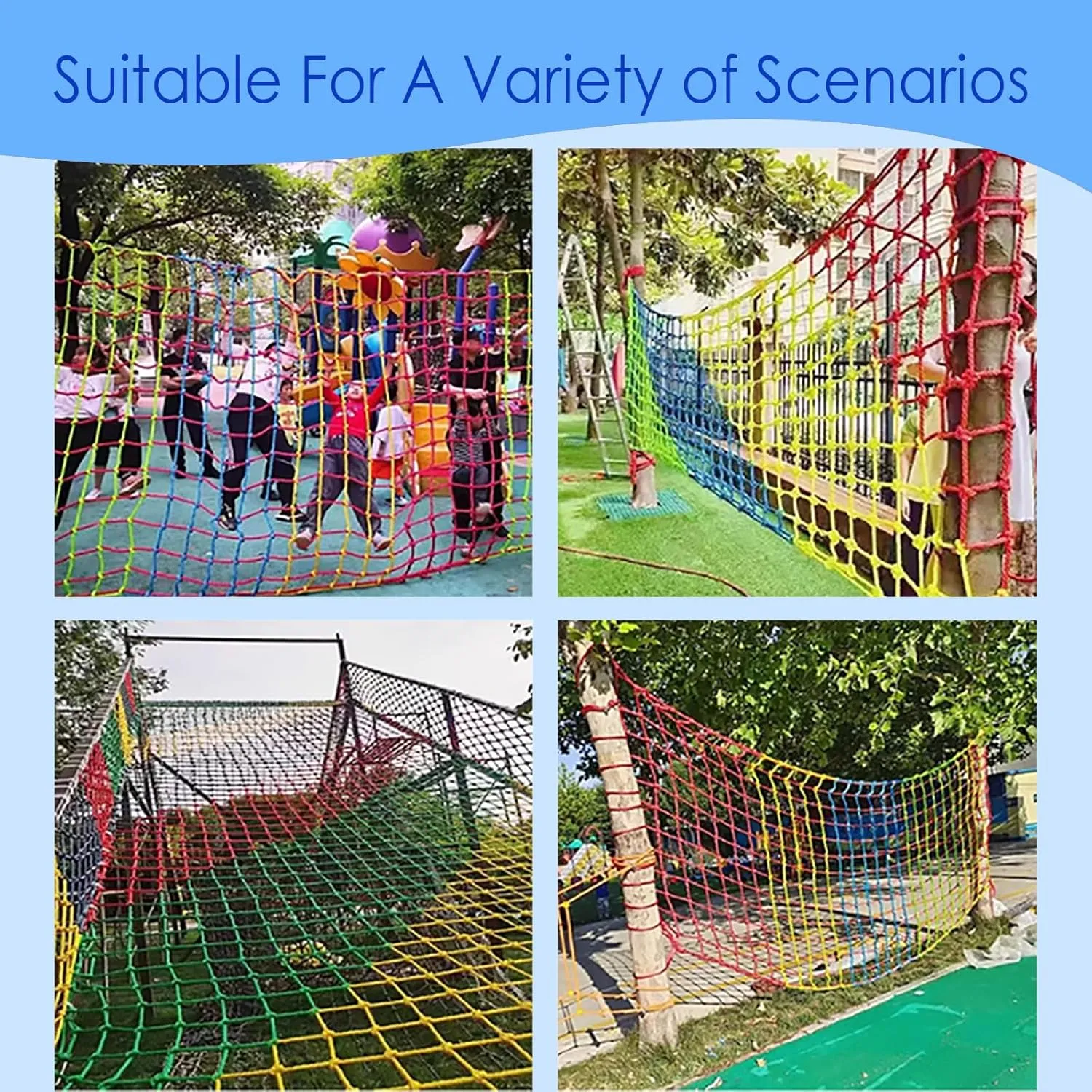 Climbing Net for kids Outdoor,Polyester Climbing Cargo Net Spliced with 3 Colors Heavy Duty Large Military Climbing Net for Rope Ladder,Playground,Swingset,Treehouse,Jungle Gyms (6.566.56FT)