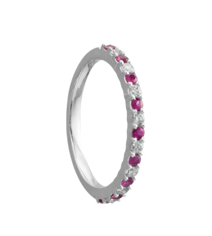 Diamond & Ruby Half Eternity Band