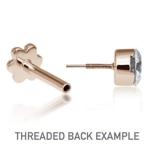 Diamond Delia Threaded Stud Earring by Maria Tash in 18K Rose Gold. Flat Stud.