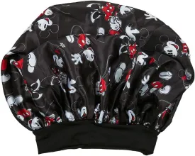 Disney Mickey & Minnie Mouse All-Over Print Black Satin Bonnet