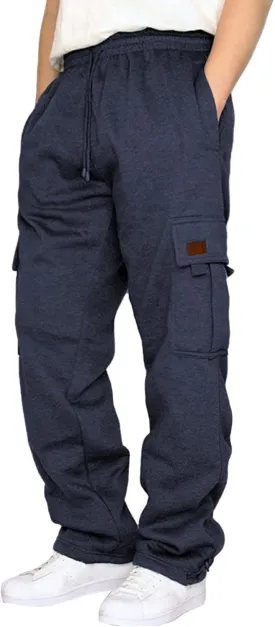 DIYAGO Cargo Sweatpants Men Big and Tall Baggy Tactical Workout Trouser Athletic Straight Jogger Open Leg Sweatpant Pocket