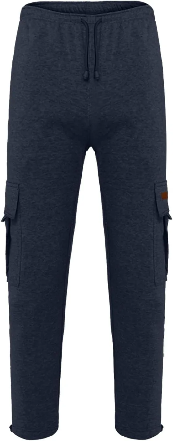 DIYAGO Cargo Sweatpants Men Big and Tall Baggy Tactical Workout Trouser Athletic Straight Jogger Open Leg Sweatpant Pocket