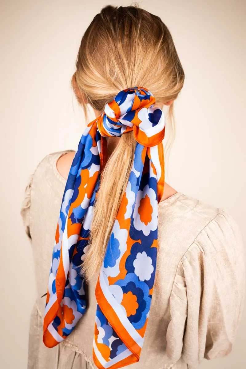 Dizzying Heights Blue  Square Satin Scarf
