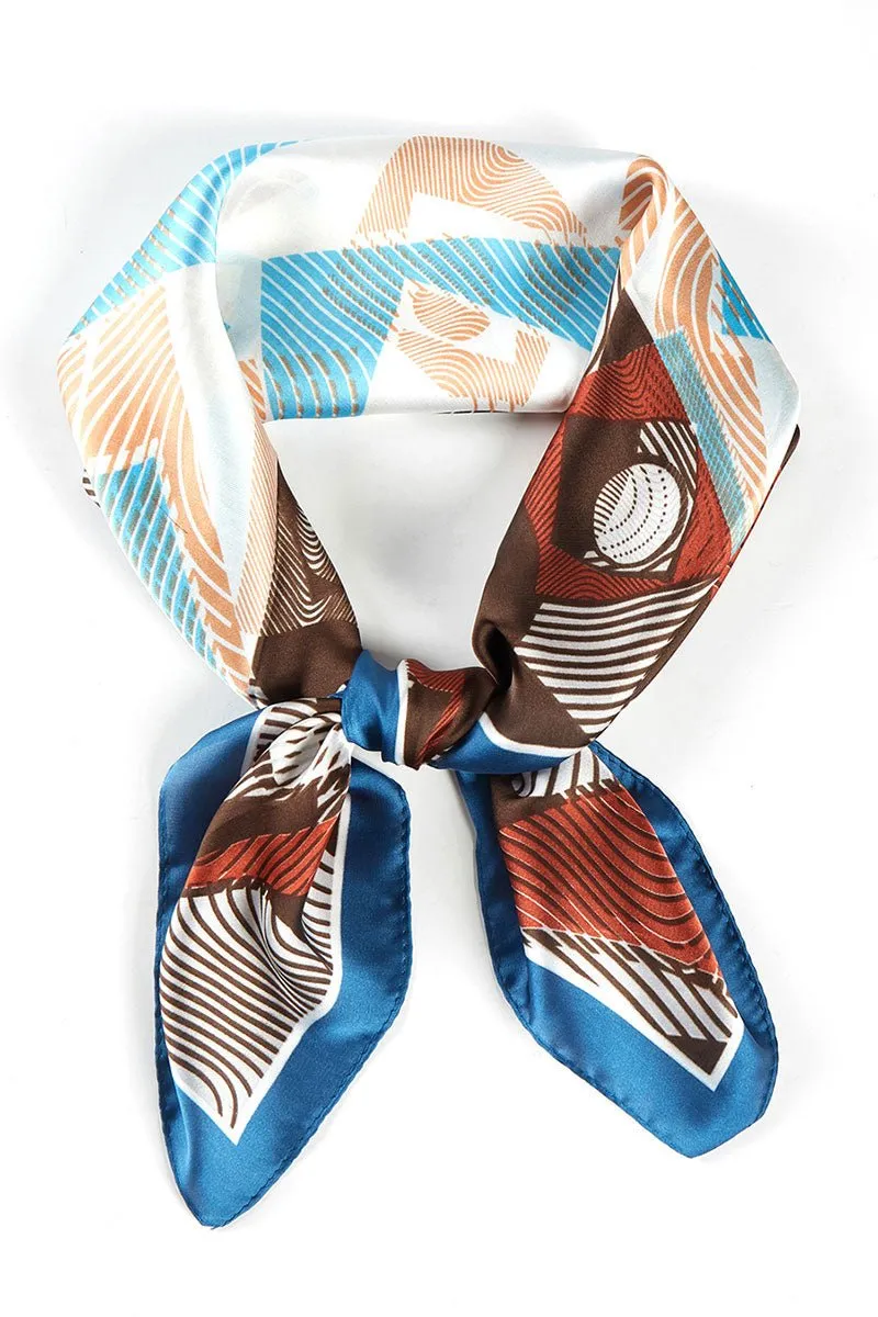 Dizzying Heights Blue  Square Satin Scarf
