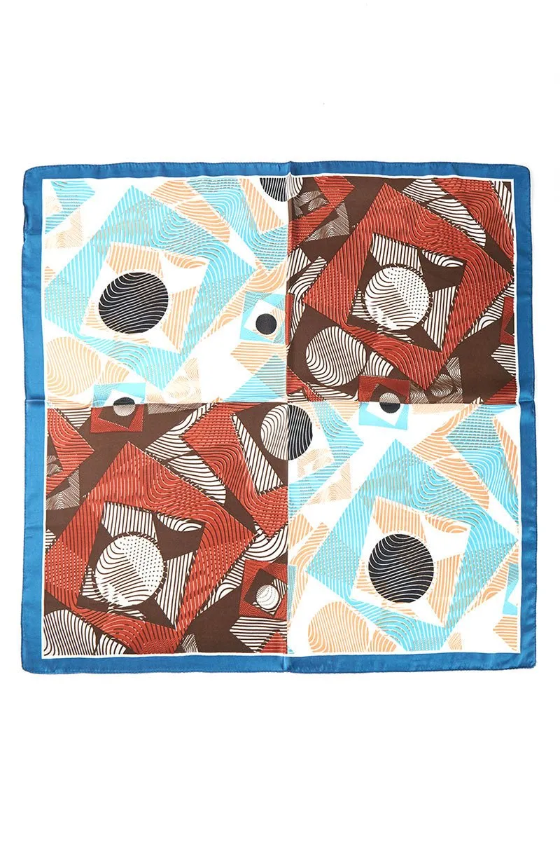 Dizzying Heights Blue  Square Satin Scarf