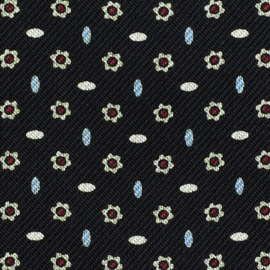Floral Printed Silk Bespoke Tie - Black