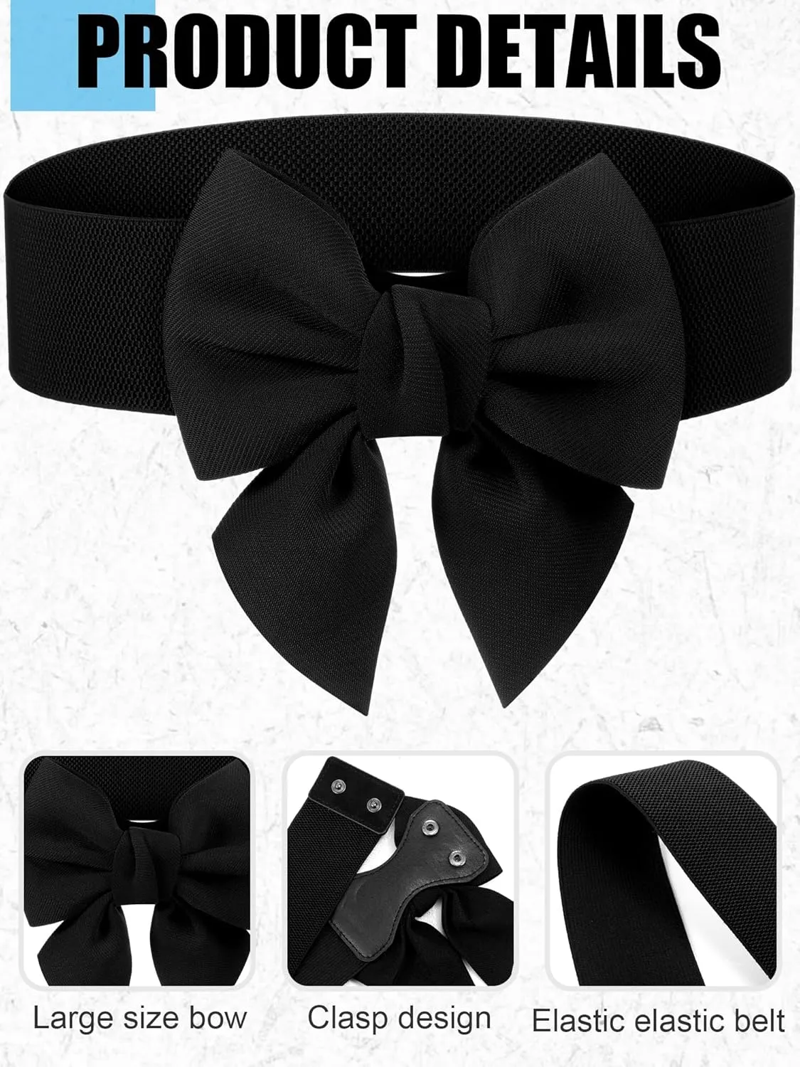 Geyoga Women Bow Belt Elastic Waist Belt Bowknot Stretchy Corset Dress Sash 2.4'' Wide