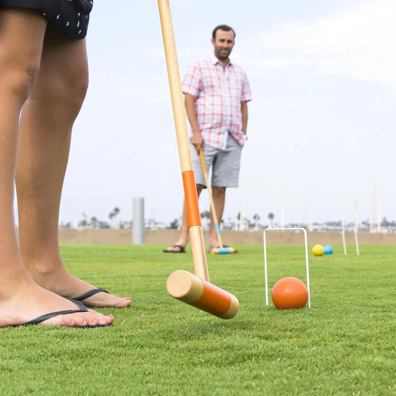GoSports Six Player Croquet Set for Adults & Kids - Choose Deluxe (35") or Standard (28") - Modern Wood Design