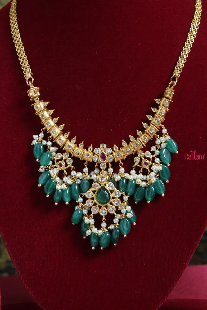 Green Beads Multistone Necklace