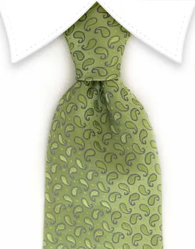 Green Tie with Small Paisley Print