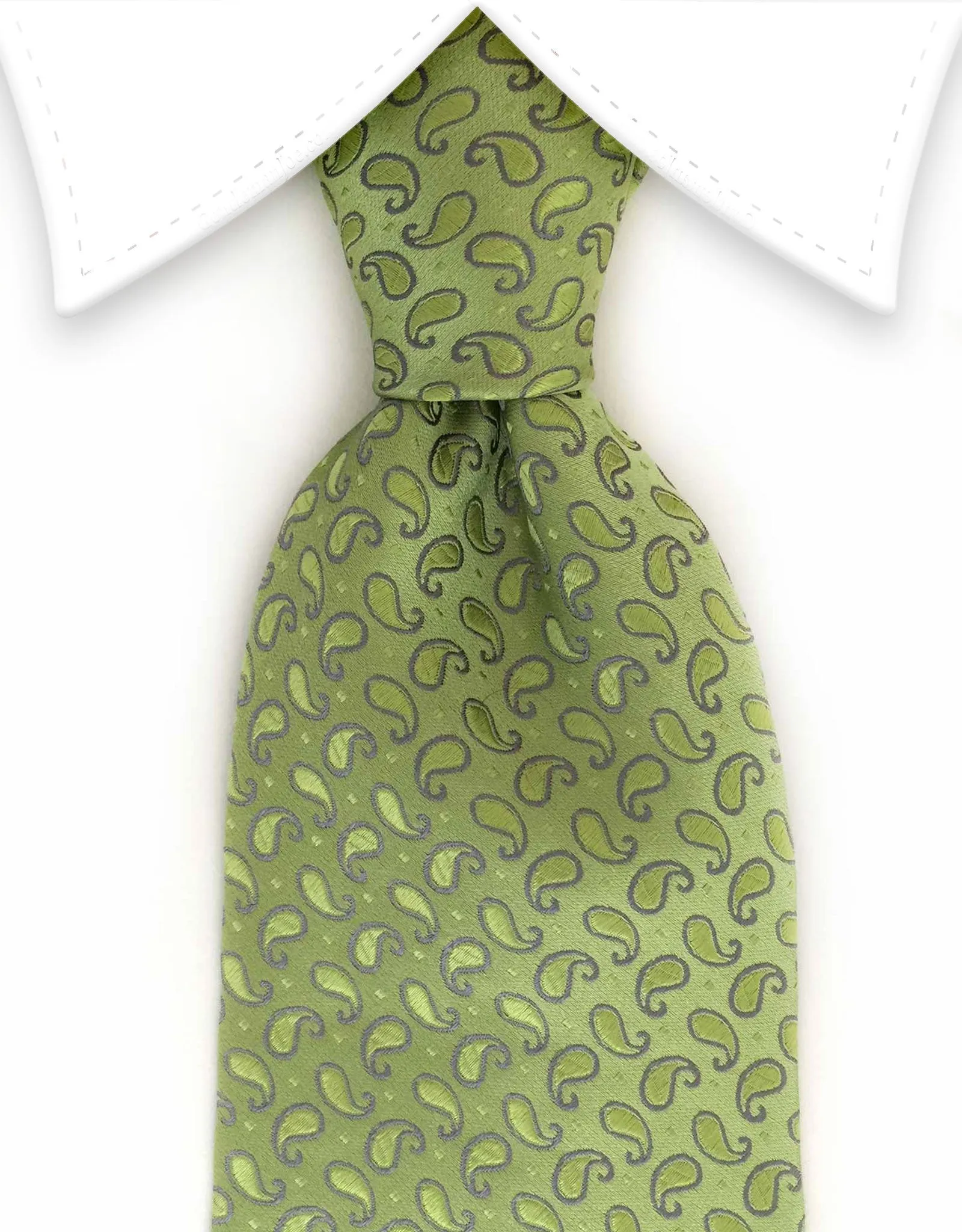 Green Tie with Small Paisley Print