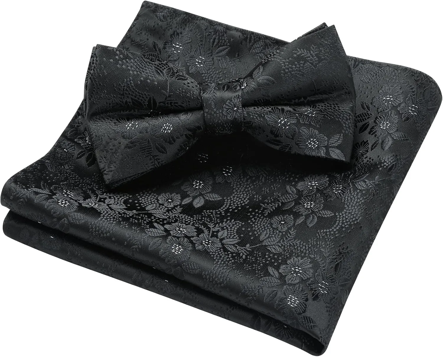 HISDERN Bow Ties for Men Pre-tied Paisley Bow Ties Pocket Square Set Men's Bowtie Wedding Party