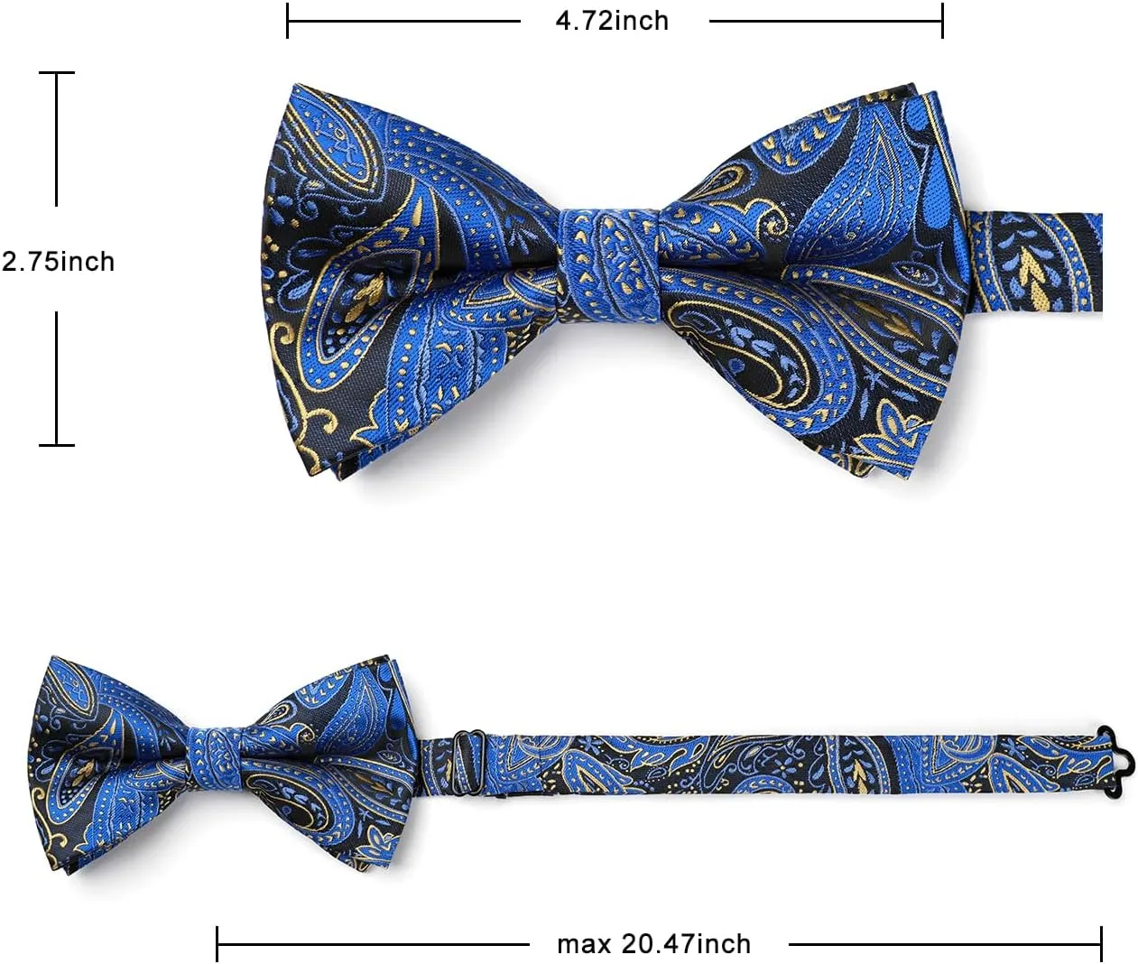 HISDERN Bow Ties for Men Pre-tied Paisley Bow Ties Pocket Square Set Men's Bowtie Wedding Party
