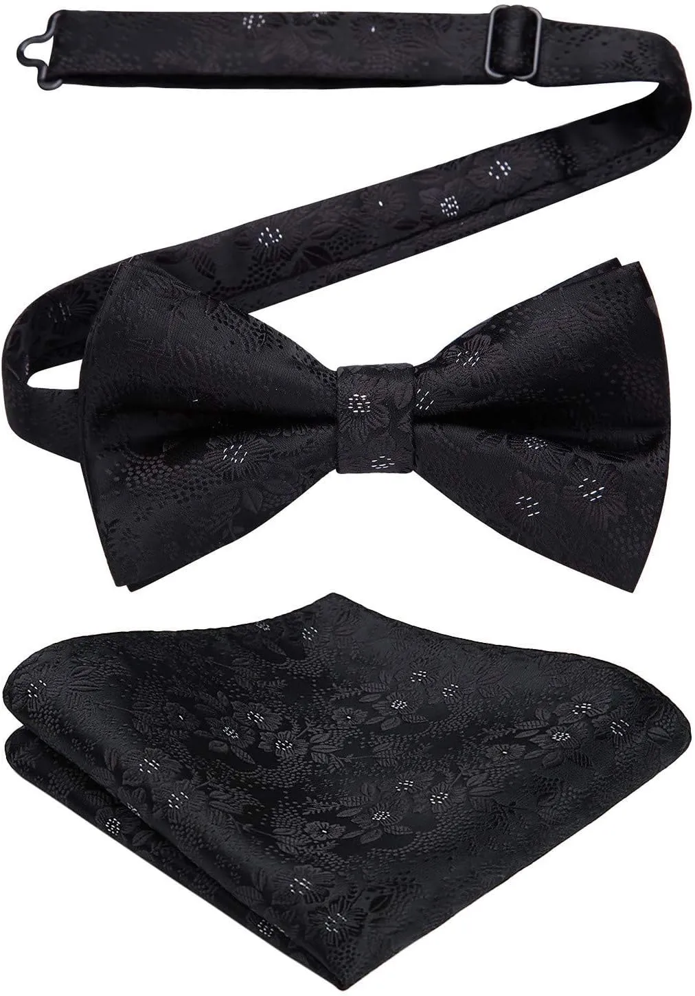 HISDERN Bow Ties for Men Pre-tied Paisley Bow Ties Pocket Square Set Men's Bowtie Wedding Party