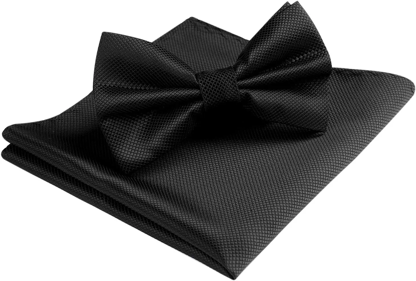 HISDERN Bow Ties for Men Solid Color Pre-Tie Bow Tie and Pocket Square Set Classic Formal Tuxedo Bowties for Wedding Party