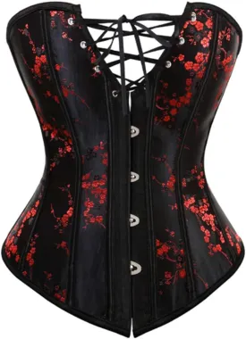 HNGHOU Women's Bustier Corset Top Plus Size Satin Waist Cincher Overbust Bustiers