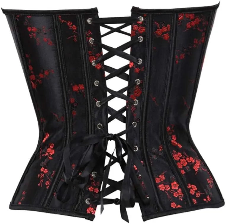 HNGHOU Women's Bustier Corset Top Plus Size Satin Waist Cincher Overbust Bustiers