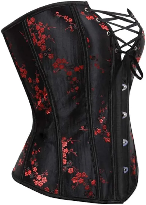 HNGHOU Women's Bustier Corset Top Plus Size Satin Waist Cincher Overbust Bustiers