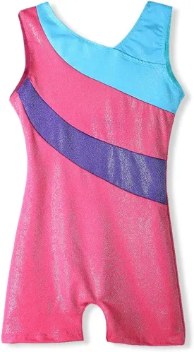 HOZIY Leotards for Girls Gymnastics Kids Children Biketard Snowflake Ribbon Blue Purple Hot Pink Sparkle